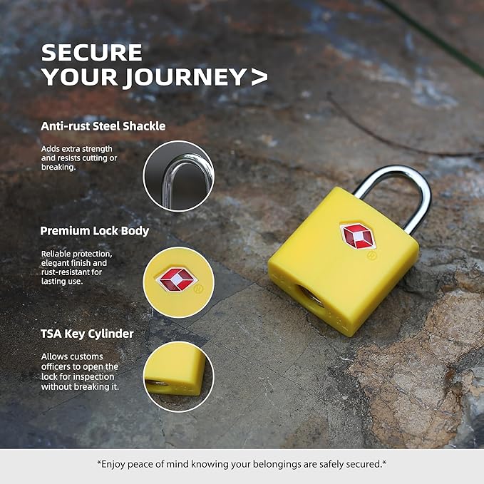 TSA Locks for Luggage, Keyed Alike Luggage Locks TSA Approved 4 Pack, Small Padlock with Key, Padlocks with Keys for Suitcase, Backpack, Bag Zipper, Tool Box, Case, Travel Essentials