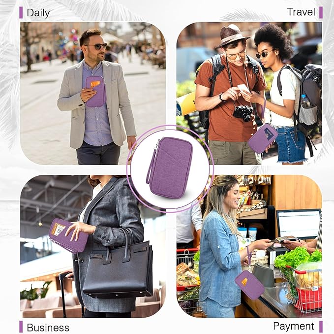 Passport Holder Family, Women Rfid Blocking Passport Wallet, Travel Essentials Premium Wallets, Waterproof Passport Holders Bag for Men Traveling, Travel Document Organizer Credit Cards Case