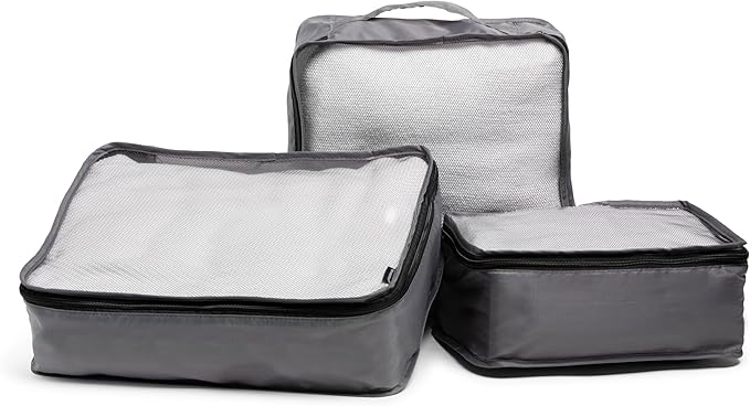 Brookstone Packing Cubes - 6 Piece Compression Packing Cubes for Travel Essentials - Luggage Sets Cube Storage Organizer Bags, Size One Size, Dark Grey