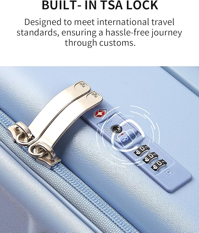 aji Expandable Top Opening 28 Inch Checked Luggage with Spinner Wheels, Large Suitcase with TSA Lock, Hard Shell Travel luggage Suitcases for Men Women, for 25+Days Travel, Blueberry Blue