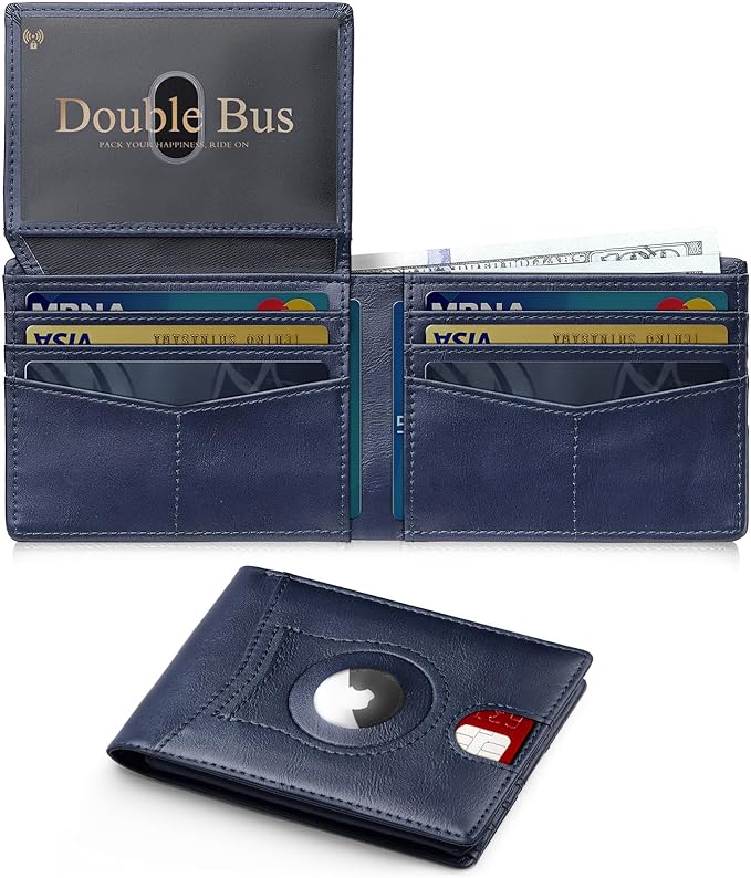Wallet for Men Slim RFID Blocking Bifold,Minimalist Wallet Small Compact Front Pocket Credit Card Holder,Thin Mens Leather Wallets Smart Security With 2 ID Windows 1 Cash,Birthday Gifts for Men