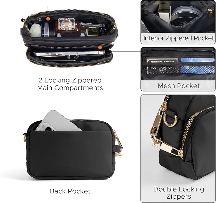 Joryin Anti Theft Crossbody Bag for Women, Slash-resistant RFID Blocking Travel Purses, Small Shoulder Bag Handbag, Nylon