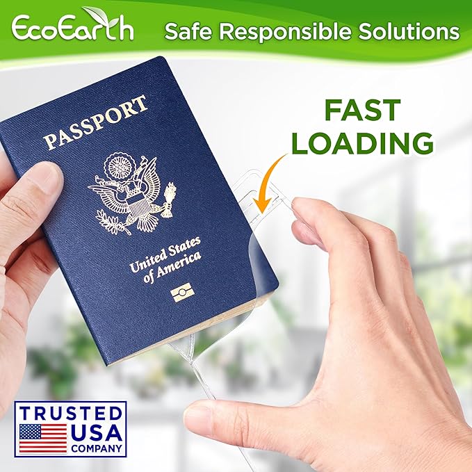 EcoEarth Passport & Identification Card Holders with Soft Edge (Clear, 4x6 Inch, 10 Pack), Extra Large Vertical ID Holder, Zipperless Plastic Name Badge Holders