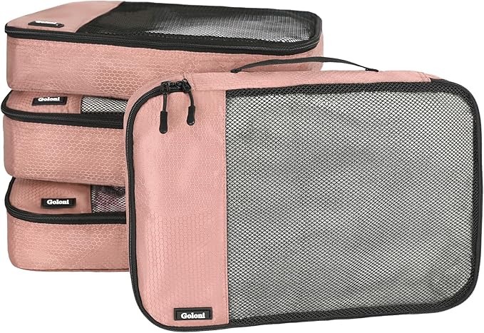 Packing Cubes for Travel Essentials,4 Set Packing Cubes for Suitcases,Lightweight Mesh Luggage Organizer Bag,Meat pink
