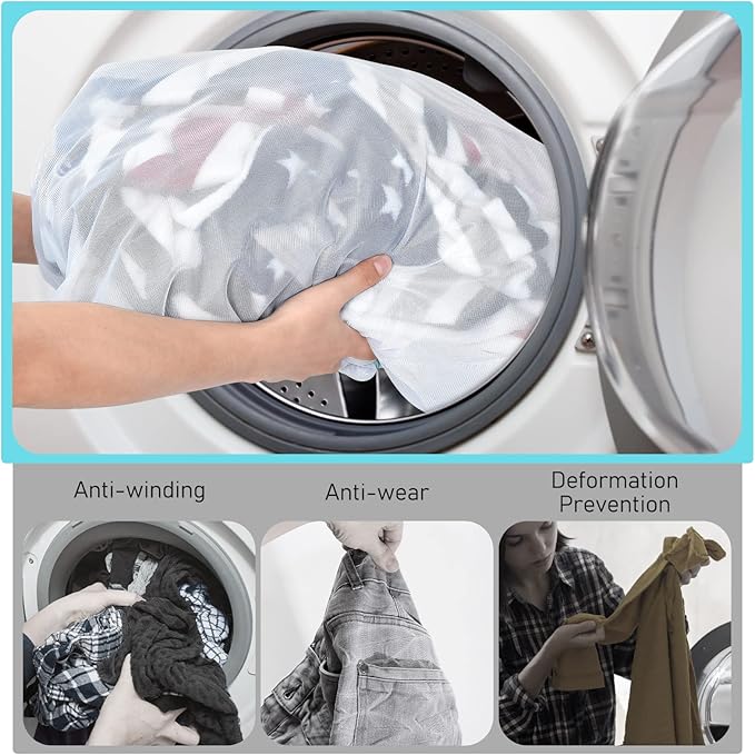 OTraki Large Mesh Laundry Bags 28x35 inch Zipper Mesh Lingerie Bags for Washing Delicates Net Laundry Mesh Bag Machine Washable for Dorm Hotel Camp Don't Drying, Melting 140-176℉, White
