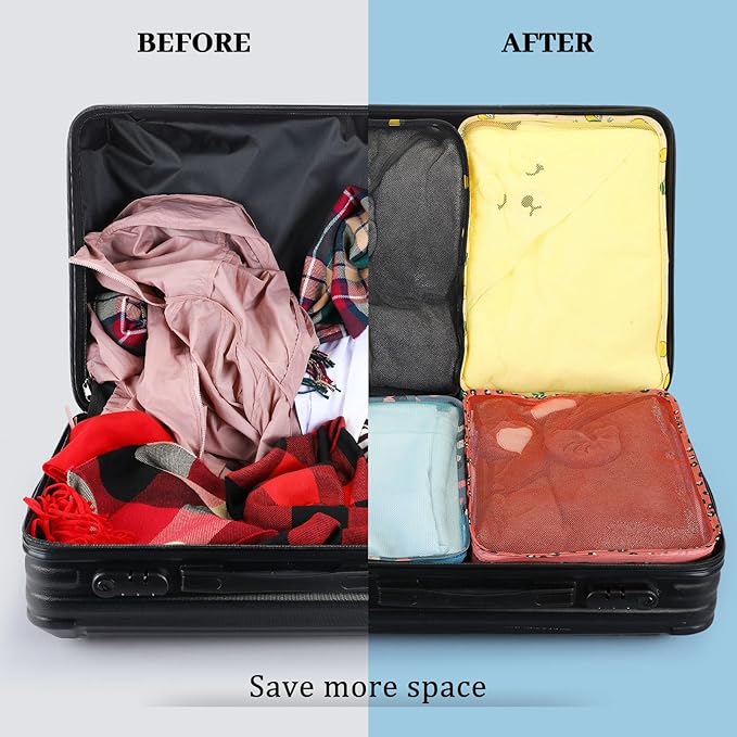 Tudomro 12 Pcs Large Packing Cubes Luggage Organizers for Suitcase Mesh Travel Organizer Bags Travel Packing Organizers for Traveling Camping Hiking