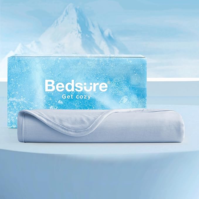 Bedsure Light Blue Cooling Blanket King Size for Hot Sleepers - Summer Cold Blanket for King Size Bed with Rayon Derived from Bamboo, Ice Cool Cold Arc-Chill Thin Summer Bedding Essentials, 108x90