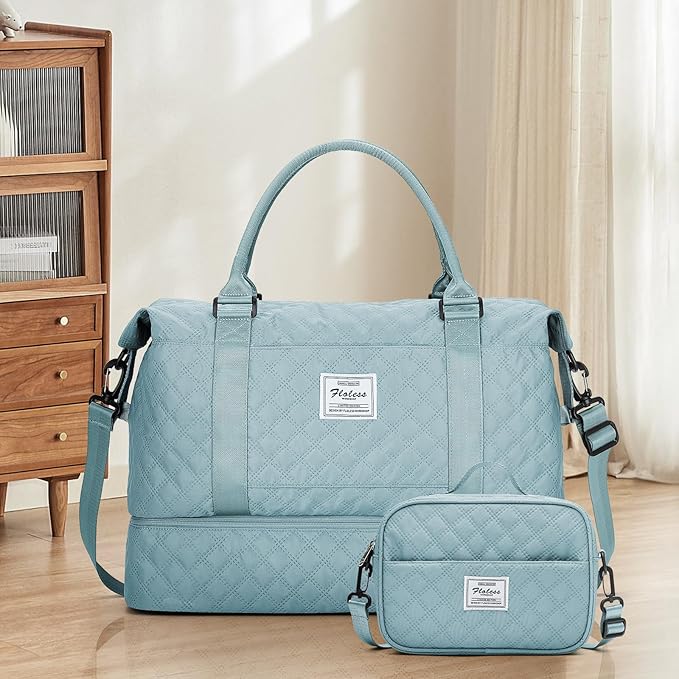 Weekender Bags for Women, Carry on Overnight Weekend Travel Duffel Bag with Shoes Compartment &Toiletry Bag, Personal Item Bag for Travel Business Trips Sport Hospital