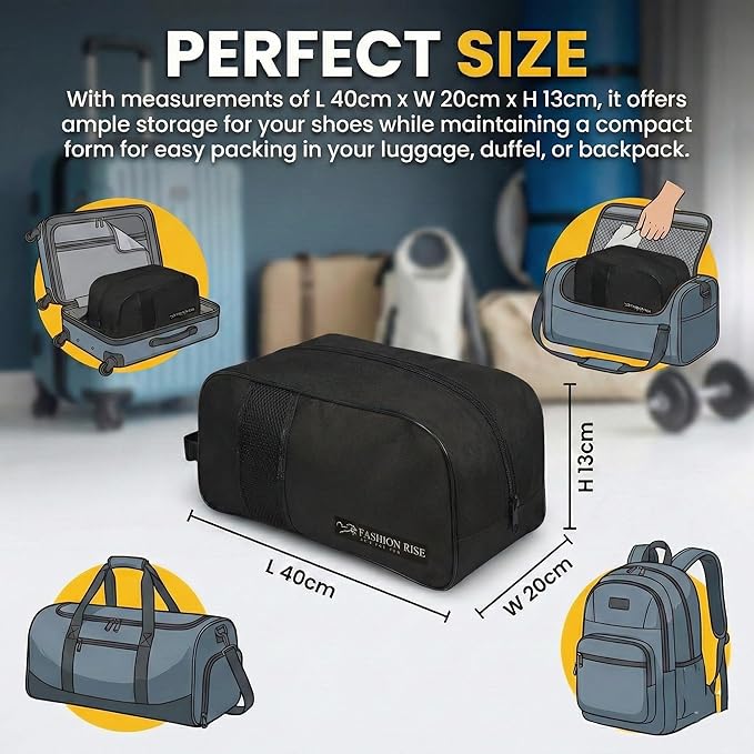 Waterproof Sports Boot/Shoe/Travel Bag for Football Cricket Rugby Golf Toiletry Gym for Boy/Girl Men/Women (Black)