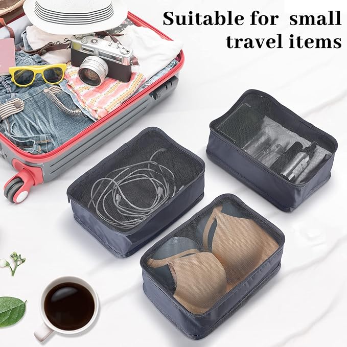 Woanger 12 Pcs Small Packing Cubes for Travel, Light Packing Cubes for Suitcases Mesh Luggage Organizer Bags Travel Accessories Essentials 12 x 8 x 5 Inch(Grey)