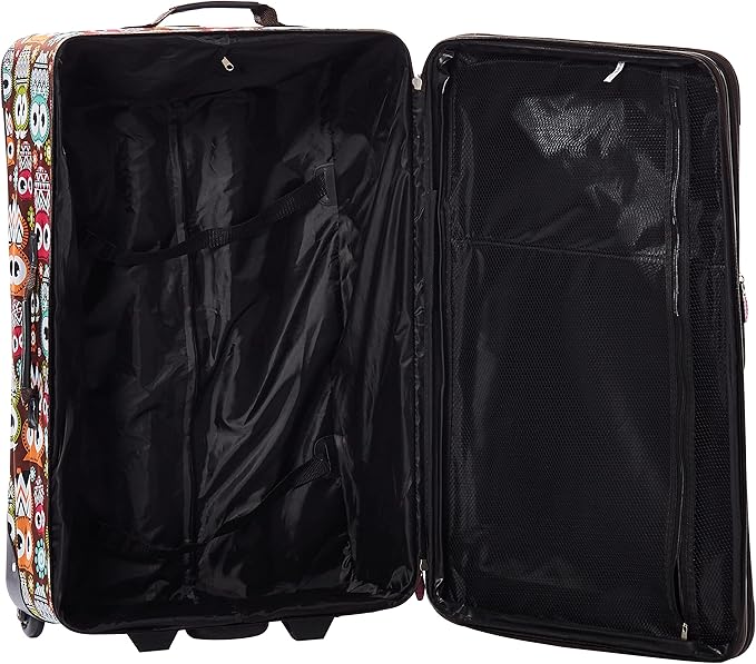 Rockland Jungle Softside Upright Luggage Set, Expandable, Owl, 4-Piece (14/29/24/28)