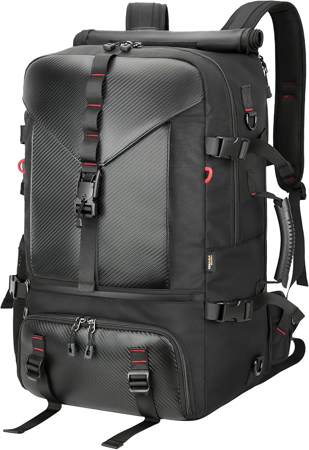 SWICKY Carry on Travel Backpack, 40L-50L Laptop Backpack with Shoes Compartment USB Charging Port, Flight Approved Convertible Large Duffle Luggage Bag Backpack Fit 17.3 Inch Laptops for Men Women