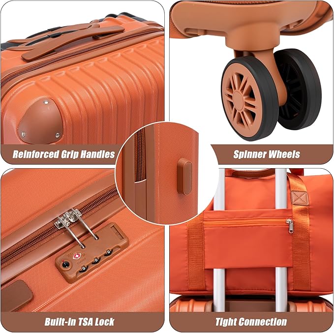 Luggage Sets 5 Piece Suitcases with Wheels, Suitcase Set ABS Hard Case Luggage with TSA Lock Spinner Wheels Durable Travel Luggage