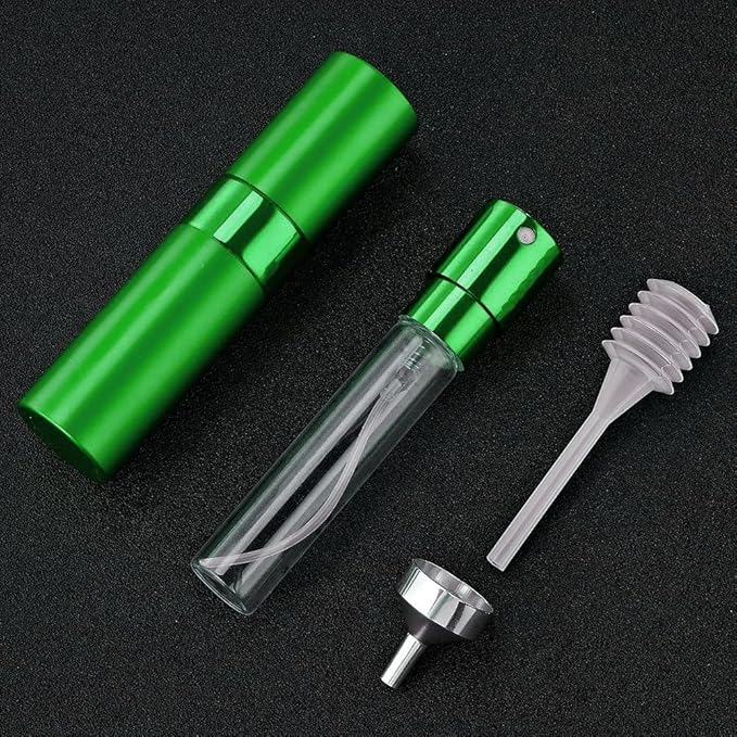 LISAPACK 8ML Atomizer Perfume Spray Bottle for Travel, Empty Refillable Cologne Dispenser, Portable Sprayer (Green)