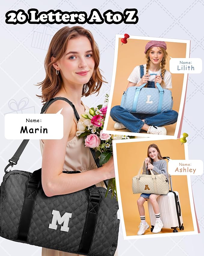 Duffle Bag Girls, Weekender Bags for Women, Personalized Gym bag for Girls, Monogram Duffel bags, Birthday Gift for Kids, Teens, Women, Mom, Teacher