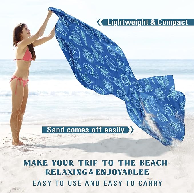 Famstar Beach Blanket Sandproof Waterproof 78''×110'' 1-7Adults Oversized,Compact Lightweight Durable Beach Mat for Travel Camping Hiking Picnic Blanket