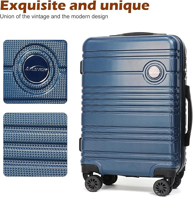 ABS+PC Carry on Luggage set with backpack 3 Pcs suitcace with Spinner wheels TSA Lock 20-In hardshell Lightweight Luggage set(Navy)