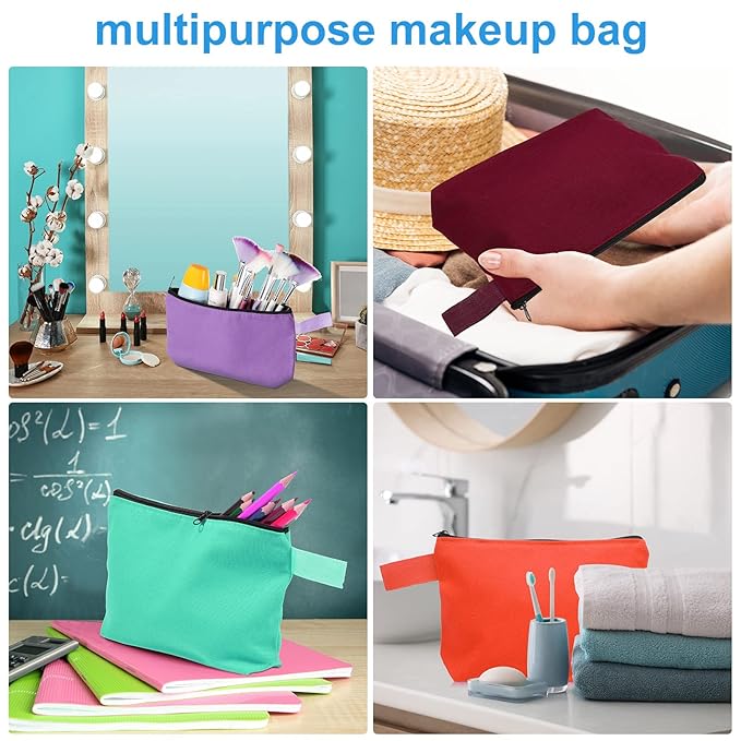 Saintrygo 30 Pcs Canvas Makeup Bags Bulk for Women Cosmetic Bags Small Travel Canvas Zipper Pouch Blank DIY Multipurpose Toiletry Hygiene Pouch for Women Purse Pencil Case(Classic,9.8 x 5 x 2 Inch)