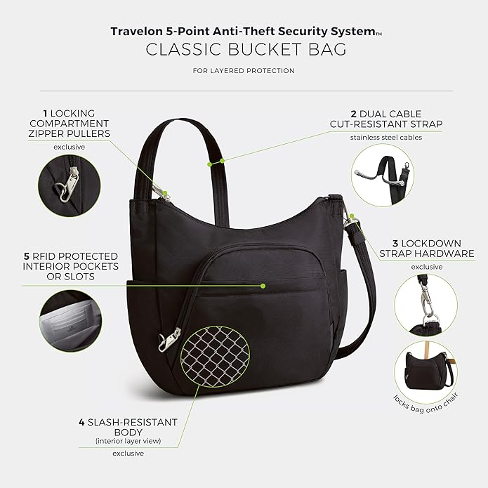 Travelon Anti-theft Classic Crossbody Bucket Bag | Anti-theft