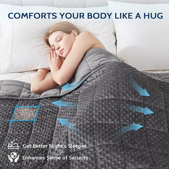 L'AGRATY Weighted Blanket for Adult - 60"x80" 20lbs Minky Dots Heavy Blanket with Glass Beads Soft Breathable for All-Season Summer Fall Winter Thick Comfort for Sleeping