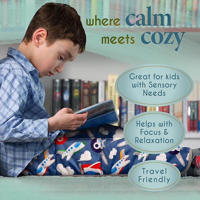 Florensi Weighted Lap Pad - 3 lb, Blue Constellations - Deep Pressure Relief Sensory Blanket for Kids - Portable Travel Weighted Blanket