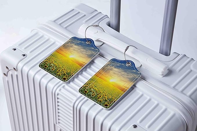 Luggage Tags for Suitcases, 2 Pack Cute PU Leather Suitcase Tag Identifiers TSA Approved with Stainless Steel Loop and Address Card for Baggage Tag for Cruise Airport Travel Essentials by Chelmon