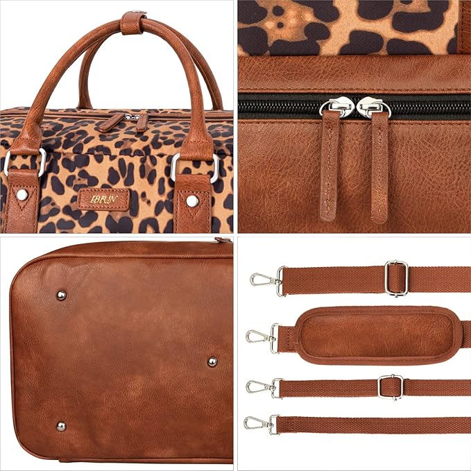 Weekender Bag for Women, Large Overnight Bag Canvas Travel Duffel Bag Carry On Tote with Shoe Compartment 21" 3Pcs Set
