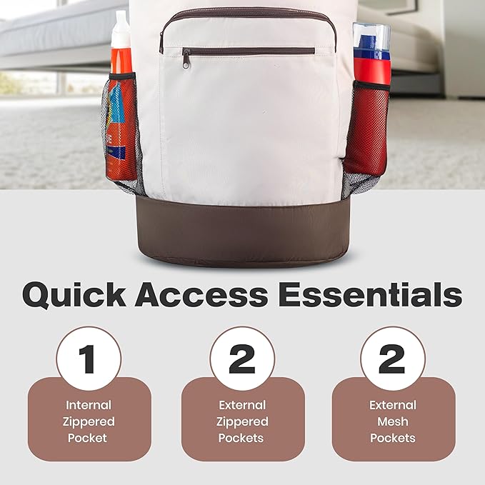 Handy Laundry Extra Large Laundry Bag Backpack – Heavy Duty, Water-Resistant, Adjustable Straps, Drawstring Closure, 3-4 Load Capacity, Pockets for College Dorm, Travel, Apartment Essentials, Beige