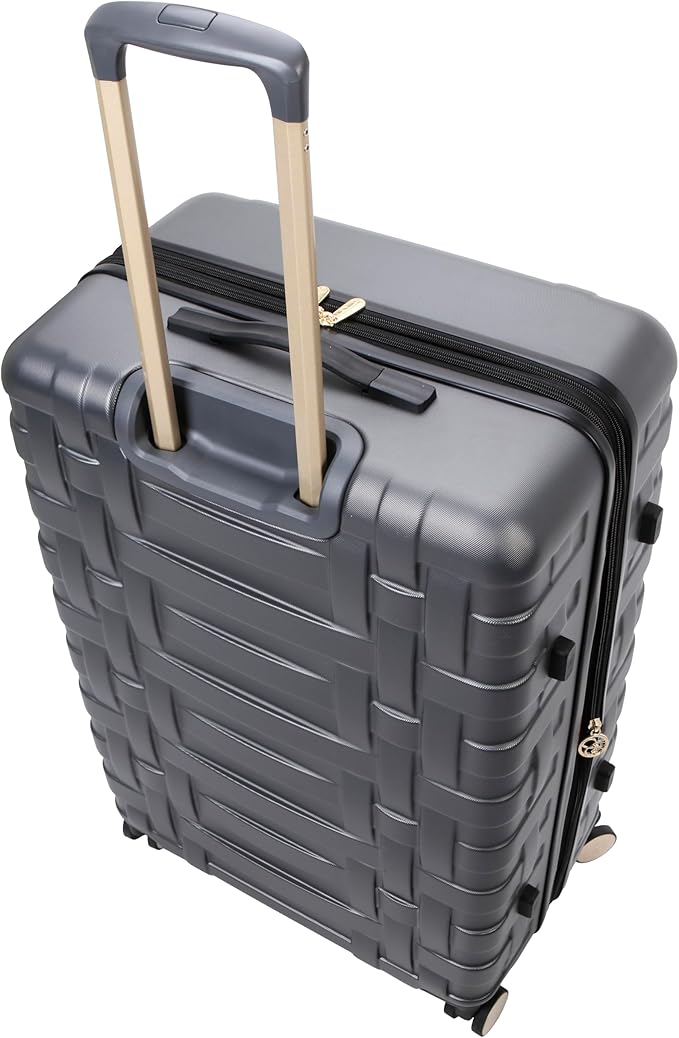 Jessica Simpson Taffeta 2-Piece Set (20" & 28") Expandable 8-Wheel Spinner Large Checked Luggage Suitcase, Gadget Grey