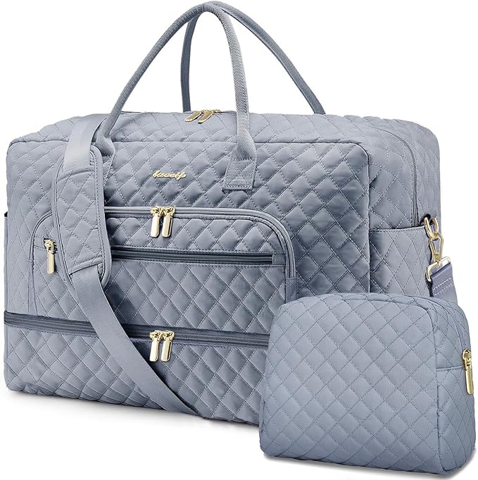 Large Women Travel Duffle Bag, Weekender Bags for Women with Shoe Compartment, Carry on Overnight Bag with Toiletry Bag, Gym Duffel Bag with Wet Pocket, Hospital Bags for Labor and Delivery