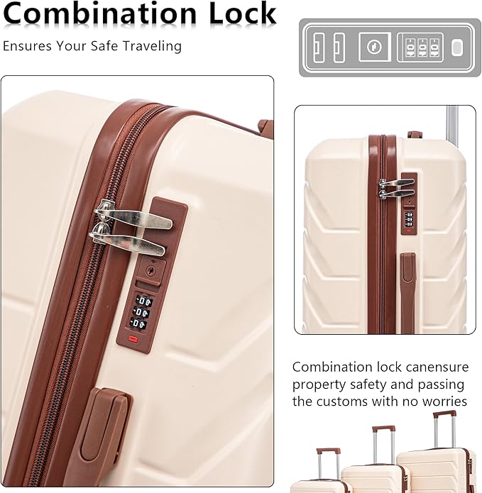 Merax 3 Piece ABS Hardshell Luggage Sets Spinner Wheel Suitcase Suit Case