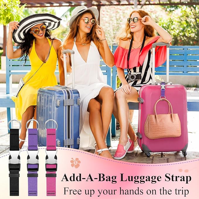Amylove 3 Pcs Add a Bag Luggage Straps Gripper Heavy Duty Jacket Valises Strap for Travel Belt with Buckle Adjustable Baggage