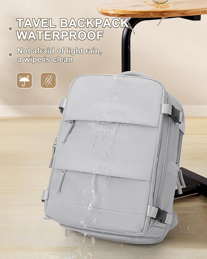 coowoz Large Travel Backpack Carry On for Women Man Gym Backpacks with Laptop Compartment Mochila de Viaje Teacher Personal Item Backpack Rucksack Airplane Accessories Must Haves Grey