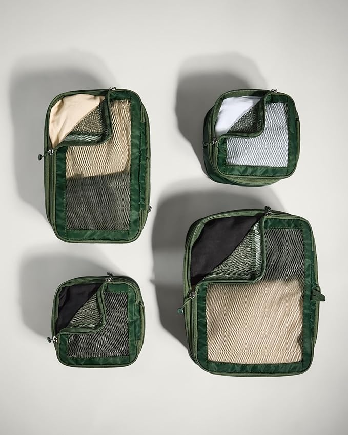 ANTLER - Compression Packing Cubes for Travel, Luggage Organiser for Suitcases or Bags, Travel Accessories, Set of 4, Antler Green