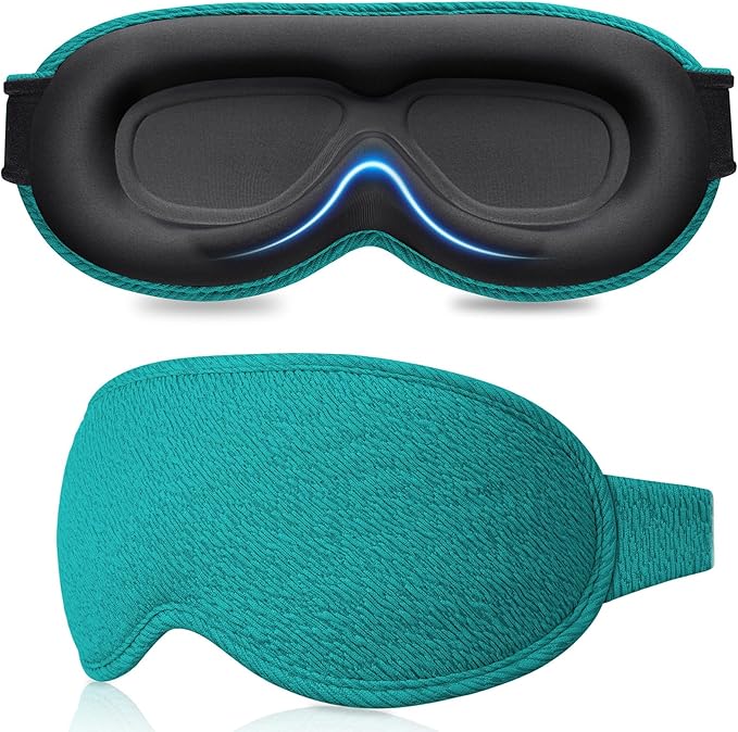 Gritin 100% Blackout Sleep Eye Mask for Women Men,Zero Eye Pressure Sleeping Mask-Ergonomic Design 3D Cutout Eye Movement and Eyelash Friendly Night Blindfold,Soft&Comfortable for Sleeping-Navy Blue