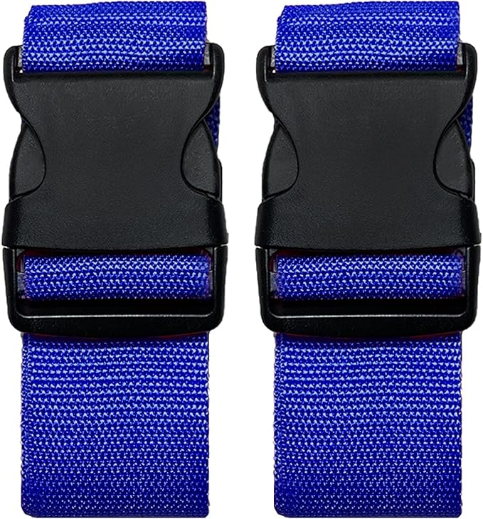 2 Pack Luggage Straps, Bright Colors Adjustable Suitcase Belts with Quick Release Buckle (DarkBlue)