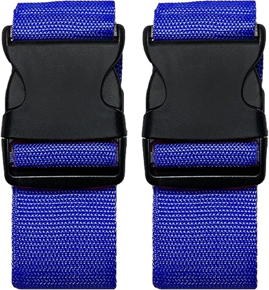 2 Pack Luggage Straps, Bright Colors Adjustable Suitcase Belts with Quick Release Buckle (DarkBlue)