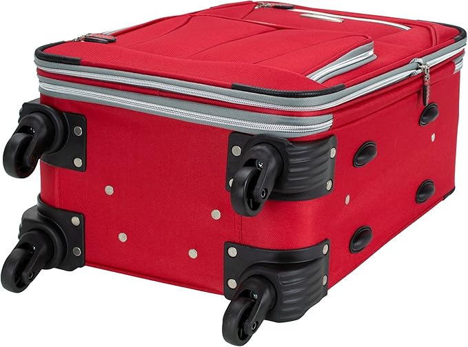Rockland Pasadena Softside Spinner Wheel Luggage, Red, Carry-On 20-Inch