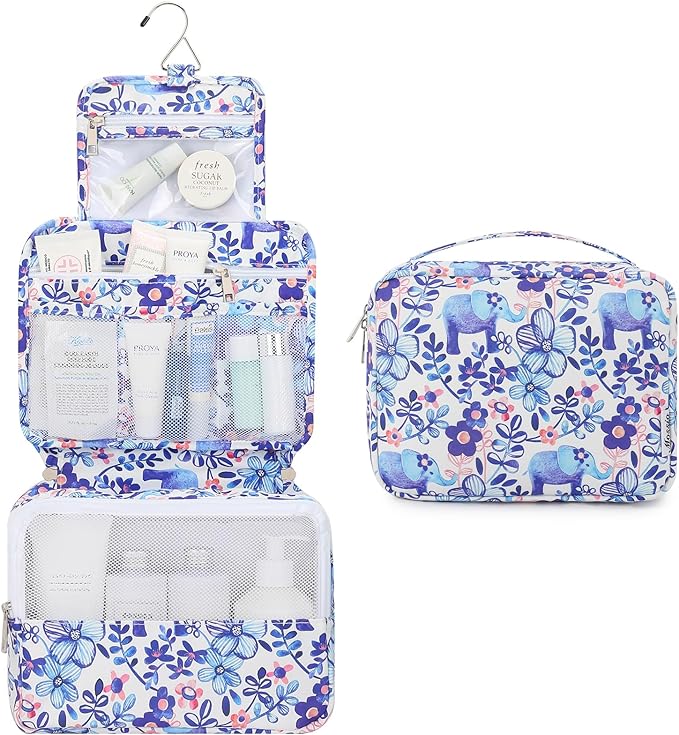 Mossio Hanging Toiletry Bag with Sturdy Hook - Large Portable Cosmetic Makeup Travel Organizer for Men & Women