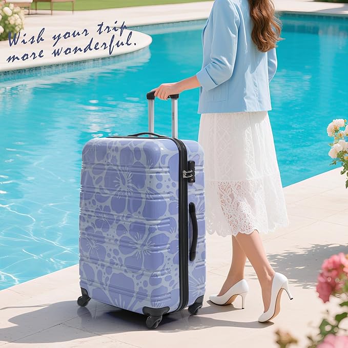 Merax Luggage Sets 3 Piece, Hardside Suitcase Set with Spinner Wheels, Lightweight 20+24+28 IN Suitcase with Carry on Luggage, Blue