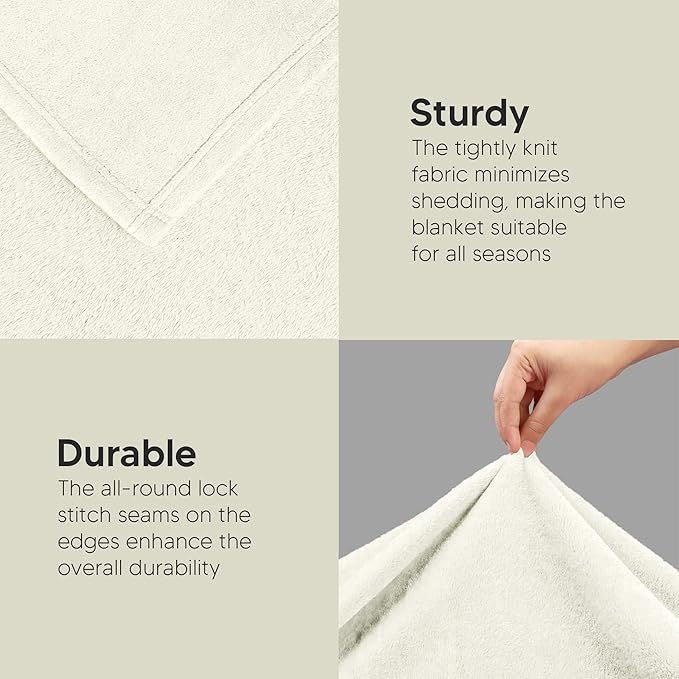 Utopia Bedding Fleece Blanket Twin Size Ivory (60x80 Inches) Ultra Soft Warm Lightweight Microfiber Breathable Anti-Static Cozy Winter Bed Blanket, All-Season Home Decor Gift for Men & Women