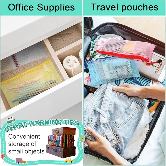 Mimorou 100 Pack Pencil Pouch Bulk Mesh Zipper Pencil Cases 9.5'' x 4.5'' Small Clear Holder Storage Case Multipurpose Cosmetics Toiletry Bags for Office File(Vivid Color)