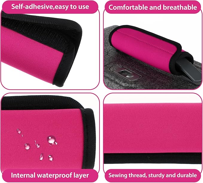 2 Pack Luggage Handle Wraps for Suitcase, Bright Color Comfort Soft Handle Covers Suitcase Luggage Handle Wrap Luggage Tag Wraps Travel Accessories (Rose Red)