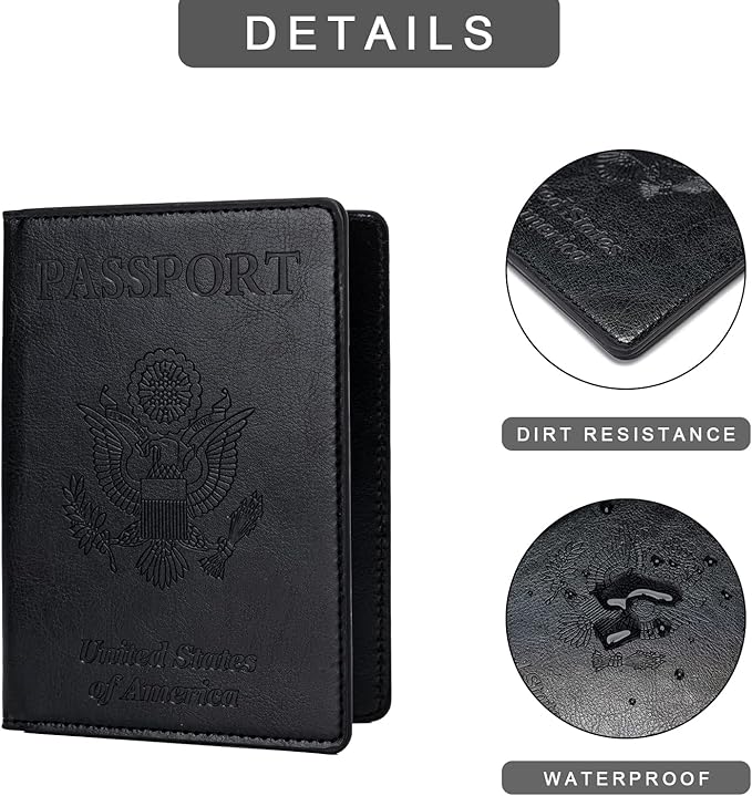 Honmein 2 Pcs Passport holders，Ultra Slim passport wallet，PU Leather Passport Cover Case for Women and Men
