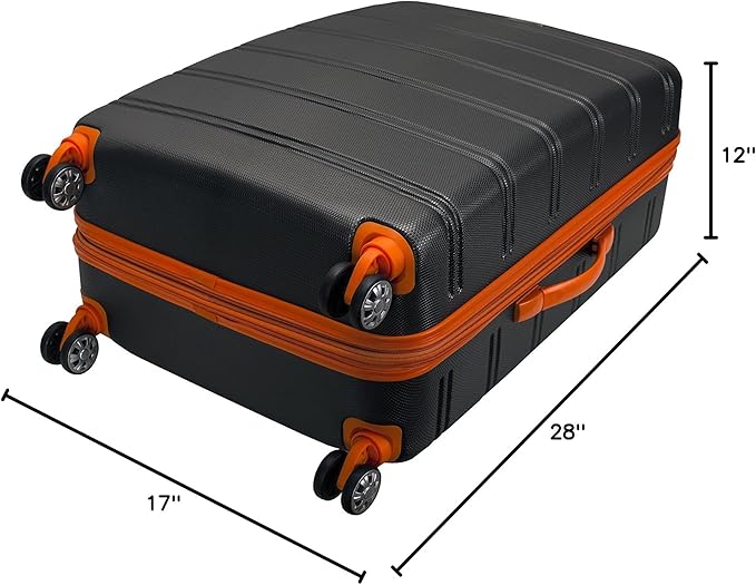 Rockland Melbourne Hardside Expandable Spinner Wheel Luggage, Charcoal, Checked-Large 28-Inch