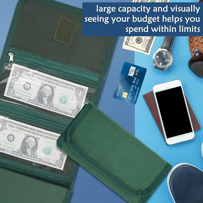 VOCHIC Money Wallet, Money Organizer for Cash with 6 Zippered Pocket Multipack Money Pouch, Cash Bill Organizer, Money Bag Small Travel Money Holder for Budgeting, Receipt and Tips