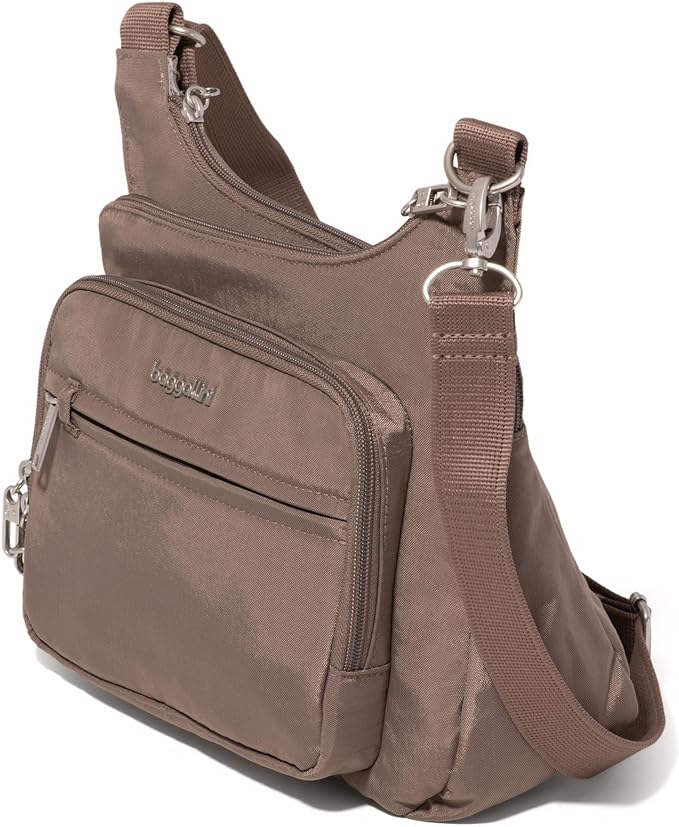 Baggallini Securtex Anti-theft Crossover Crossbody Bag 11”w X 8.5”h, Rfid, Built-in Wallet, Locking Zippers