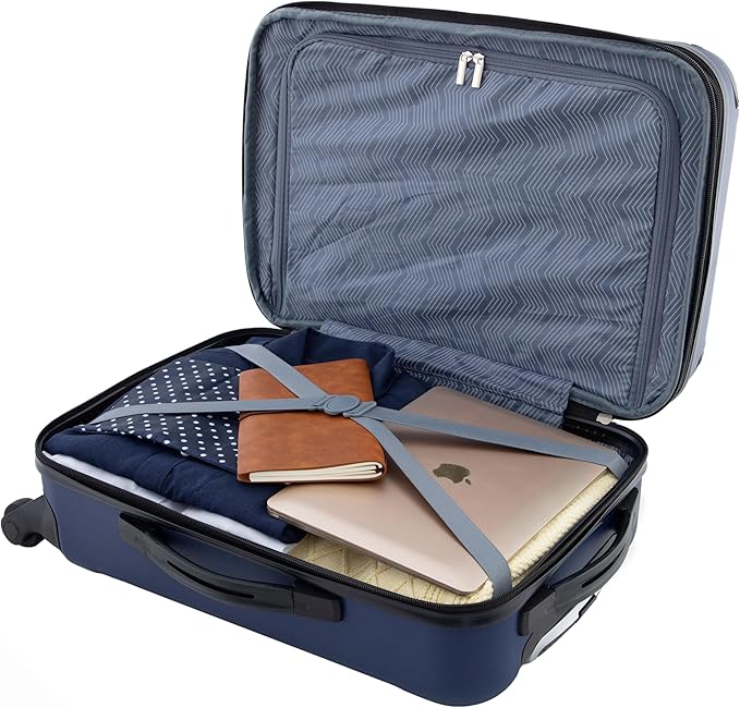 Travelers Club Chicago Hardside Expandable Spinner Luggage, Navy Blue, 22" Carry-On