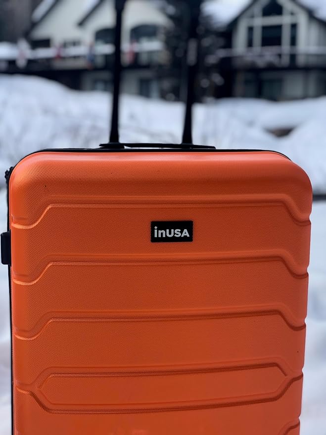 InUSA TREND Luggage with Spinner Wheels | Durable Lightweight Hardside Suitcase, Travel bag with Handle and Trolley, 28-Inch Large Checked luggage | Orange
