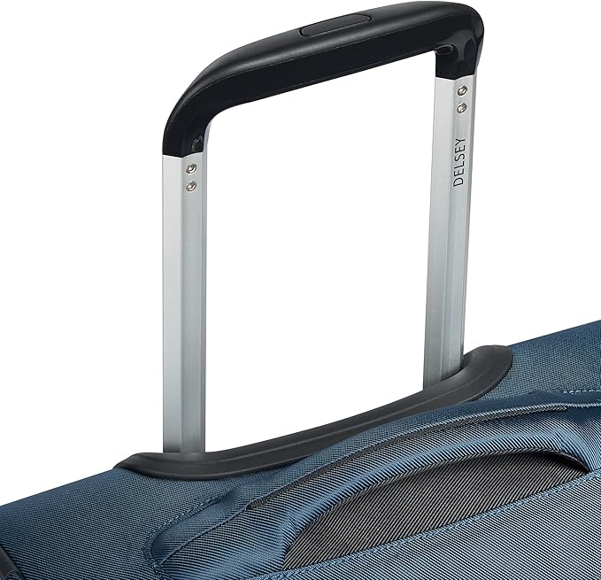 DELSEY PARIS Sky Max 2.0 Softside Expandable Luggage with Spinner Wheels, Blue, Checked-Medium, 24 Inch